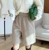 Женские шерстяные брюки с высокой талией и широкими штанинами - Весна/Осень Утягивающие брюки средней длины 5-точечные