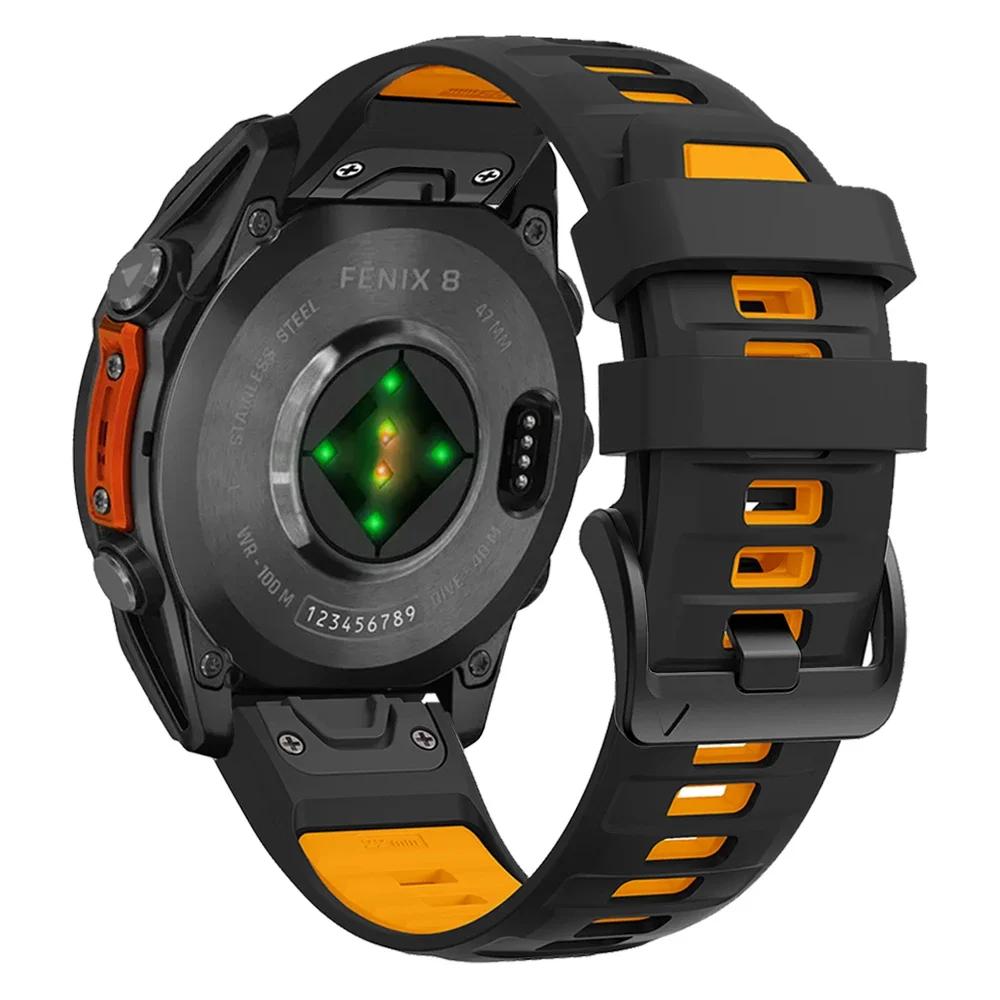 Ремешок для часов Fenix8 Для Garmin Fenix 8 47мм 51мм E 7 7X 6 6X 5 5X/Epix Pro/Enduro 3 QuickFit 22мм 26мм Силиконовый ремешок Браслет