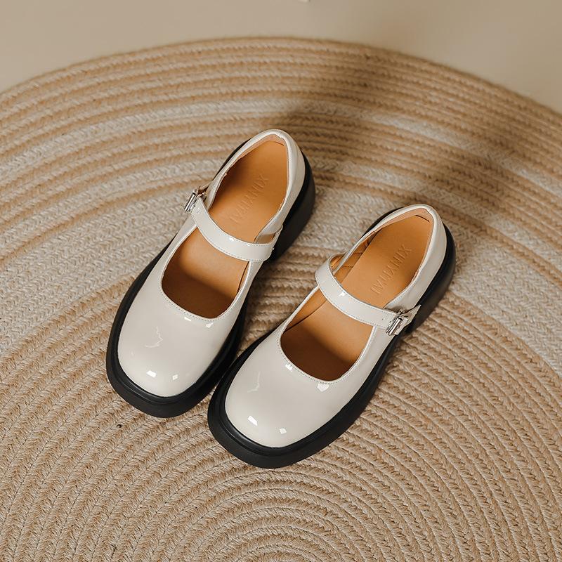 Platform Small Leather Shoes Women's New British College Style Soft Girl Shoes Muffin Thick Heel Word with Mary Jane Single Shoes Women