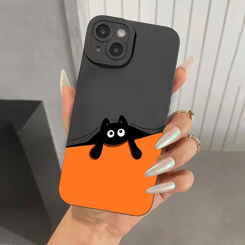 Силиконовый чехол для телефона с рисунком кошки для iPhone 16 15 14 13 12 11 Pro Max 14 15 16 Plus Mini XS XR X 8 7 SE 2020 Cover