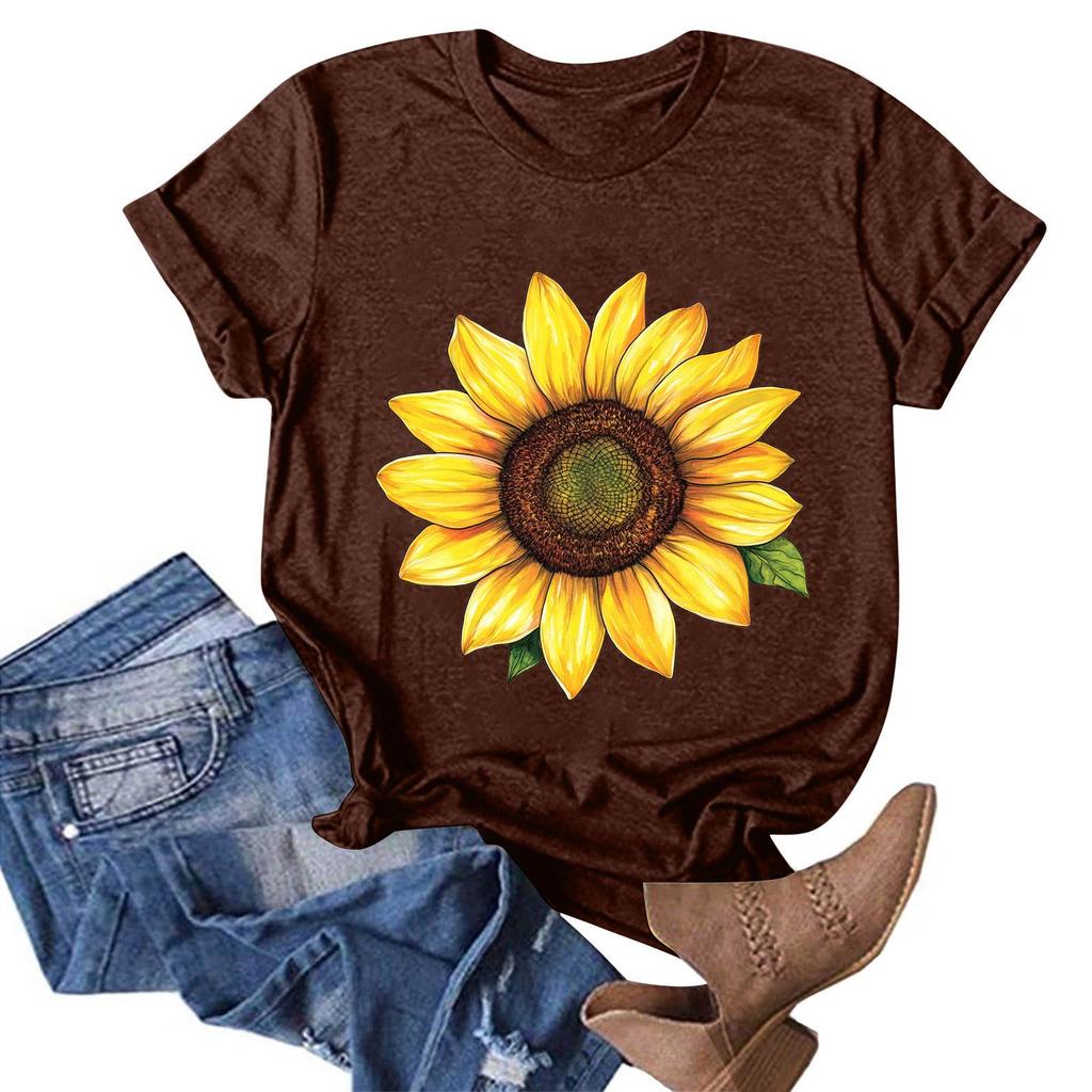 Женская модная повседневная футболка с круглым вырезом и принтом, пуловер с короткими рукавами, топ