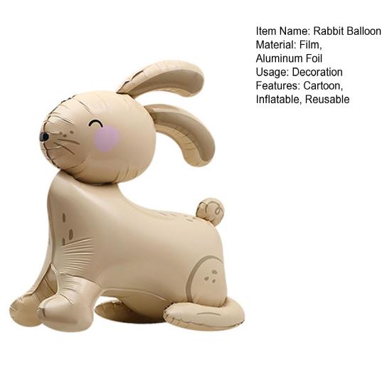 Rabbit Balloon Party Themed Scene Layout Lovely Cartoon Animal Inflatable Toy Ornament 4D Standing Easter Bunny Aluminum Foil Balloon Party Decoration