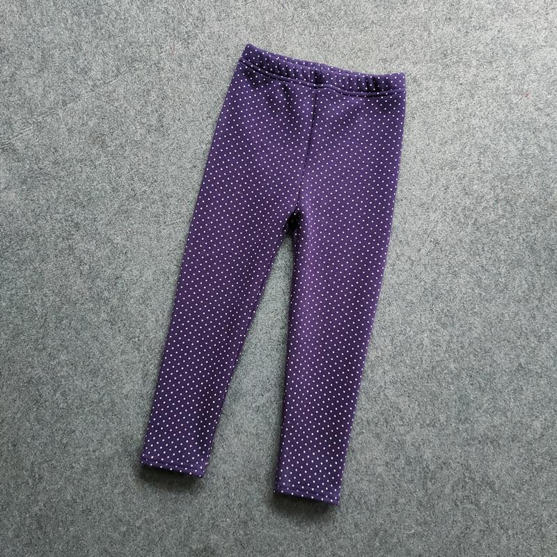 Autumn Winter Kids Pants Small Dot Plus Velvet Girls Leggings Children's Girl Cotton Stretch Trousers Children Clothing