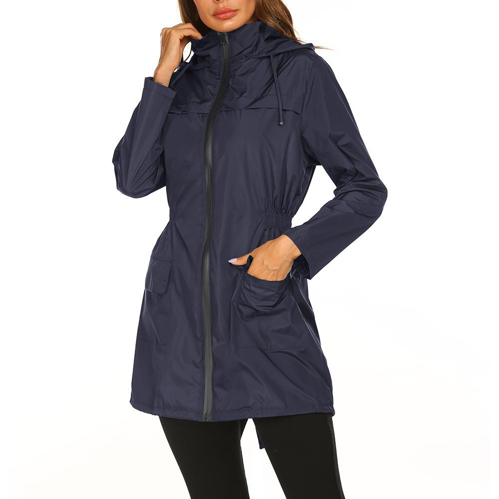 Autumn Winter Women's Jacket with Waist Cinched Hooded Lightweight Suit Windcheaters Jackets