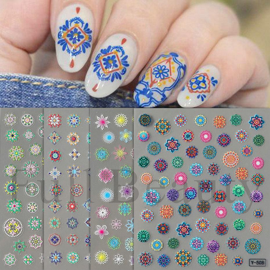 Nail Art Stickers Micro-engraved Three-dimensional Cartoon Retro Bohemian Style Totem Nail Sticker Decoration