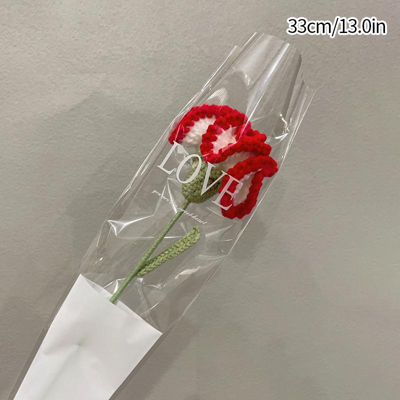 Simulated crochet Tulips Carnations Red roses DIY Handmade Flower Bouquets Birthday Gifts Wedding Souvenirs Mother Teacher's Day