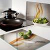 Glass Kitchen Serving Boards with Abstract Wave Graphics 2x40x52 cm