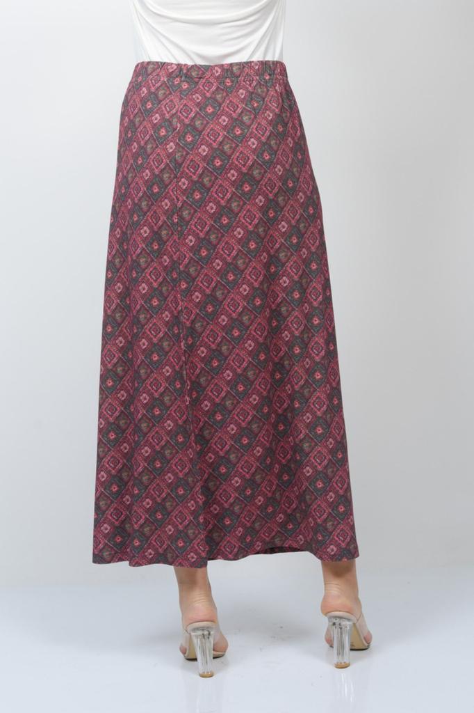 Women's Style Big Size Skirt Ethnic Patterned Combed Cotton Elastic Waist Pencil Plus Size Skirt