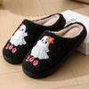 2024 Halloween Style Home Fluffy Slippers Women Winter Casual Warm Cotton Shoes Couple Flat Heel Soft Sole Plush House Slippers