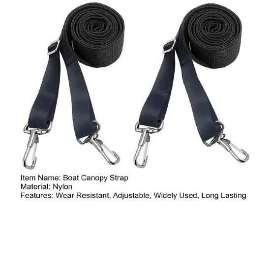 1 Pair Adjustable Bimini Top Straps Double End Snap Hook Boat Canopy Straps