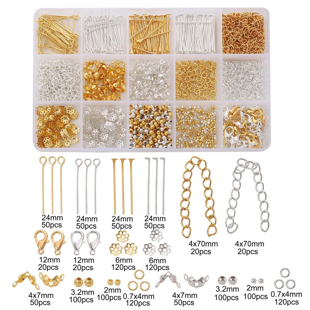 1260Pcs/Box Metal Lobster Clasps Jump Ring Chain Fitting Material Set For DIY Accessories Bracelets Necklaces Jewelry Making