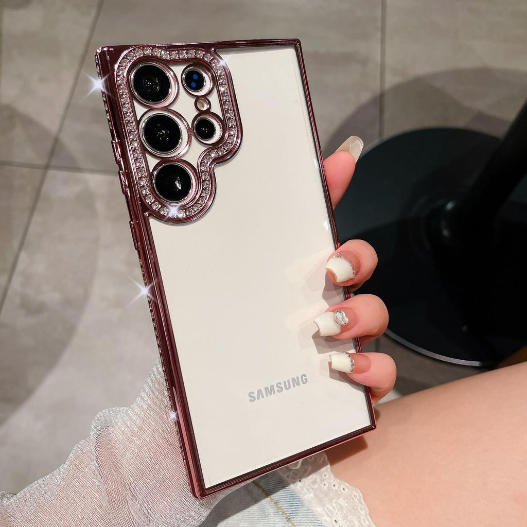 Чехол для мобильного телефона Samsung S23 Ultra со стразами и блестками S24 Гальваническое покрытие A12 Всесторонний A05s Защитный чехол для женщин A15