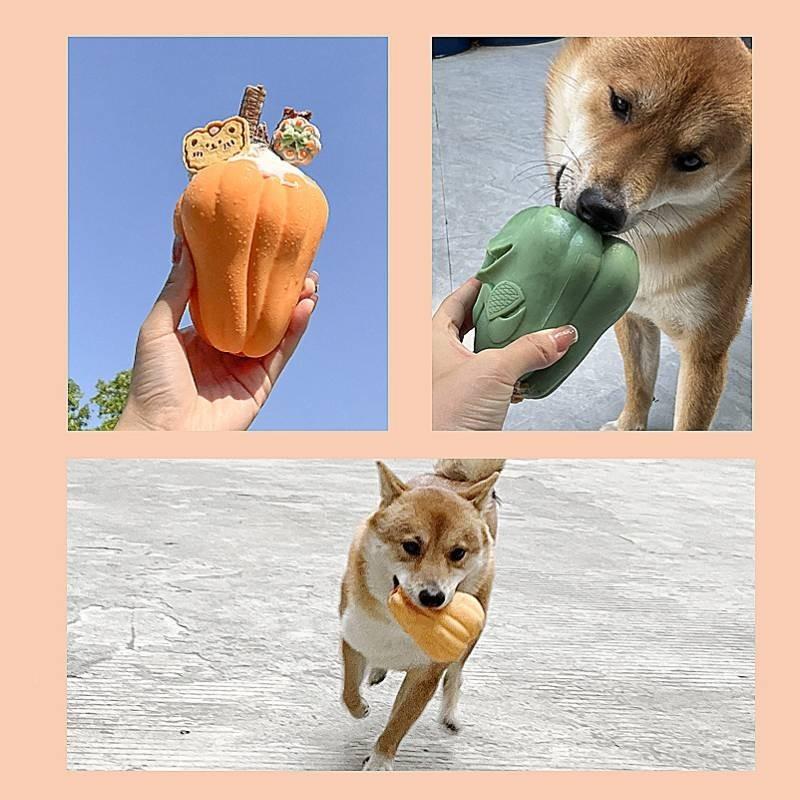 Прочная силиконовая игрушка-кормушка для домашних животных, дизайн "Тыква-пират", для собак и кошек, устойчивая к укусам