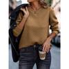 Autumn and Winter Women's Sweatshirt Round Neck Plaid Solid Color Temperament Elegant Casual Long Sleeve Top Sweatshirt