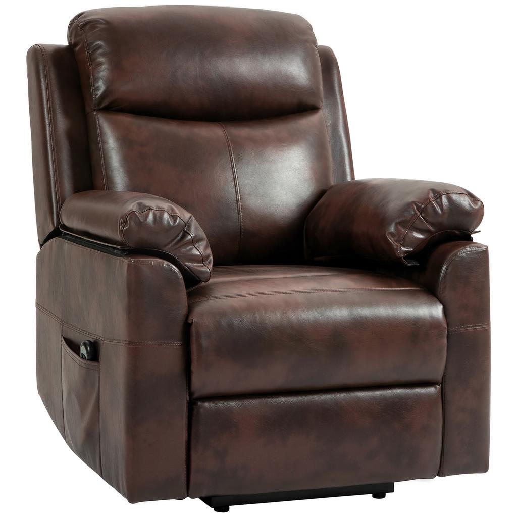 Faux Leather 70 degrees Electric Riser Recliner Chair, Dark Brown