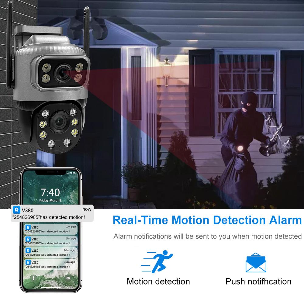 8-мегапиксельная 4K PTZ IP-камера для наружного использования с двумя объективами, двумя экранами, 4G SIM-картой, высокой четкостью, искусственным интеллектом, обнаружением человека, видеонаблюдением