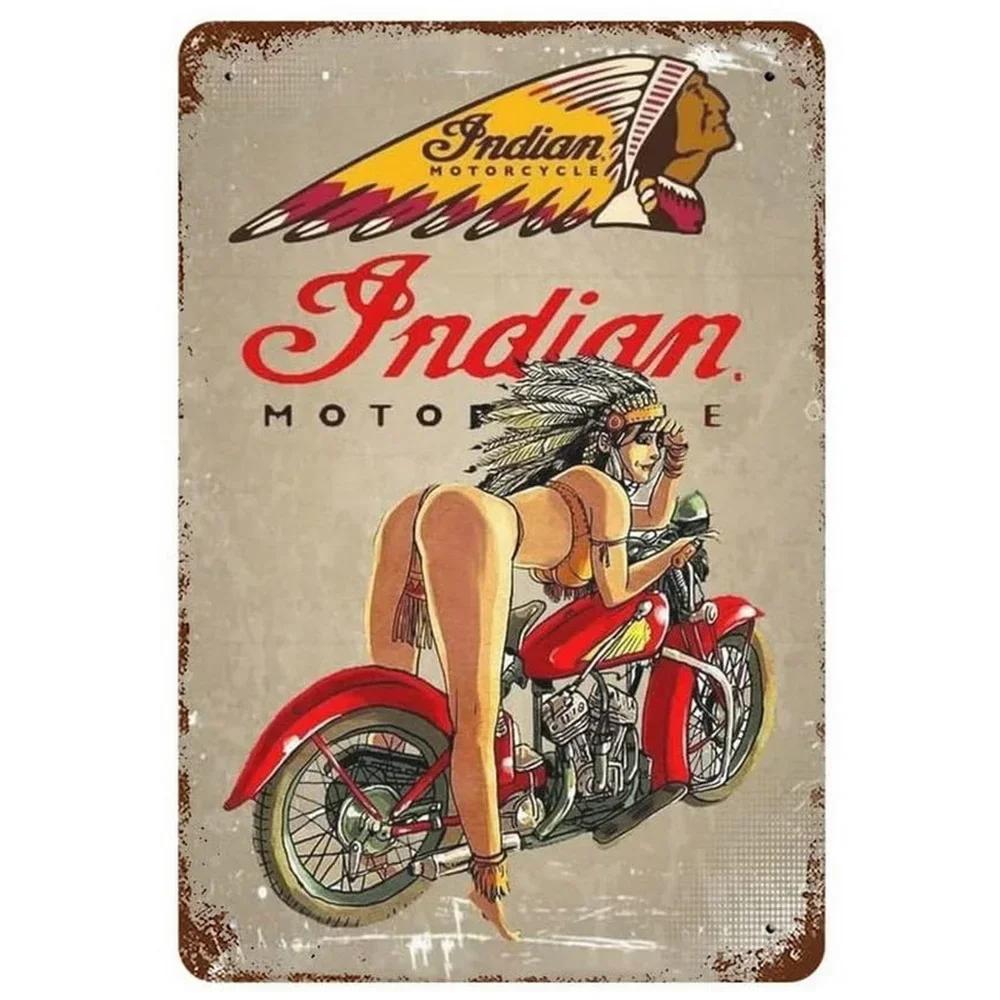 Металлические жестяные таблички Indian Motorcycles Scout Est 1901 Декорация Железная Краска Металл Декоративное Настенное Искусство Винтажные Таблички Гараж Клуб Бар