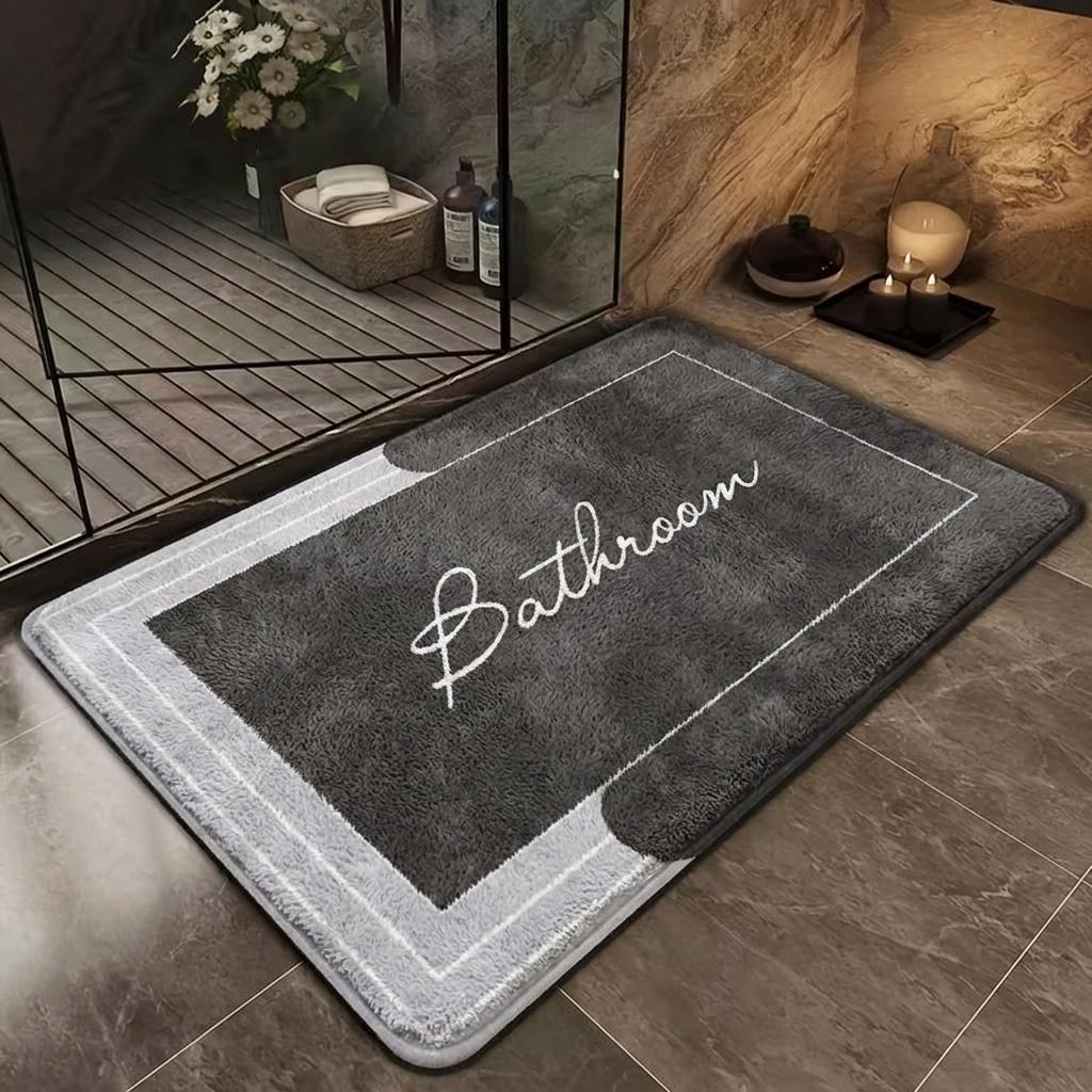 Bathroom Mat Square Plush Flannel Floor Rug Soft Fluffy Absorbent Carpet for Toilet
