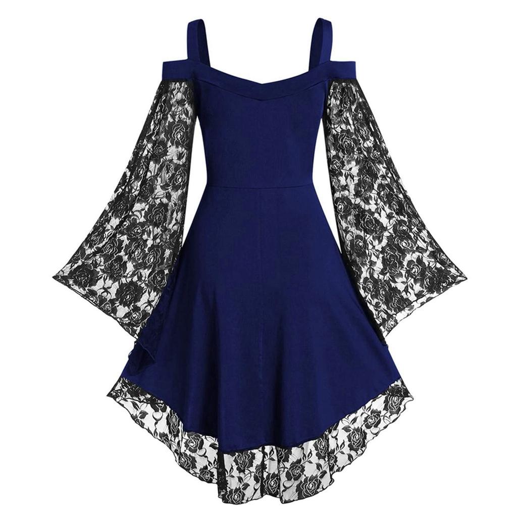 Готические платья для женщин с открытыми плечами и рукавами-бабочками Кружевное платье на Хэллоуин