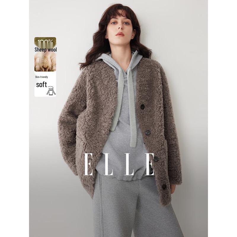 ELLE Короткая плюшевая куртка в французском ретро-стиле из 100% шерсти мериноса