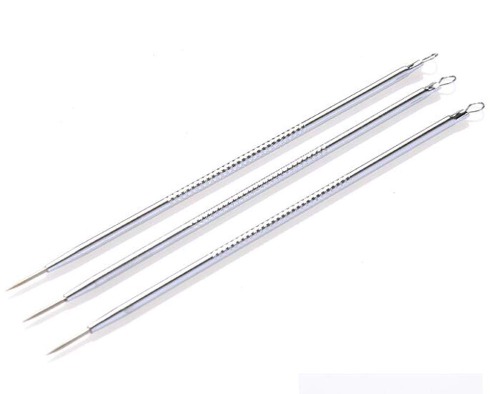 HJ Акне Акне Черные точки Нержавеющая Сталь Поры Комедоны Удаление Черных точек Иглы, Удаление, Удаление, Антибактериальный, Сталь, Уход, Пушер, (Набор 10)