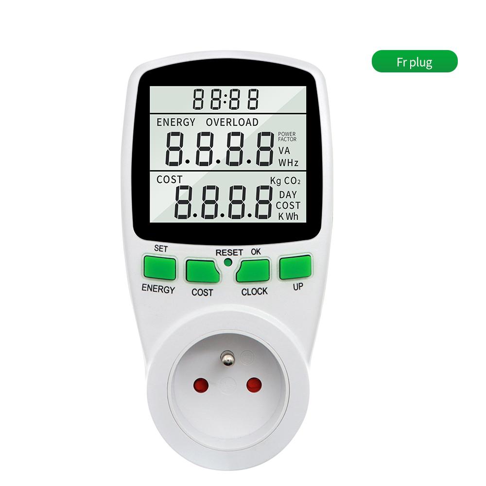 Цифровой ваттметр ЖК-счетчик электроэнергии Счетчик мощности Розетка Электрический тестер FR US UK AU BR Измерительная розетка Анализатор мощности