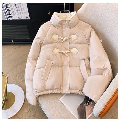 Пальто с роговыми пуговицами и подкладкой из хлопка, свободная одежда короткого фасона