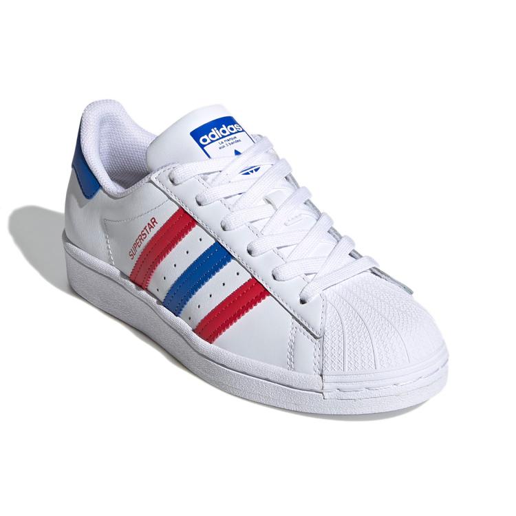 adidas Оригинальные SUPERSTAR J Низкие Детские Скейтбордические Кроссовки Белый Красный Синий Подростки FW5851