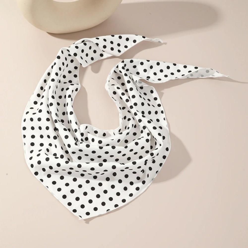 Thin Polka Dots Triangle Scarf Polyester Head Wraps Elegent Foulard Hair Band  Women