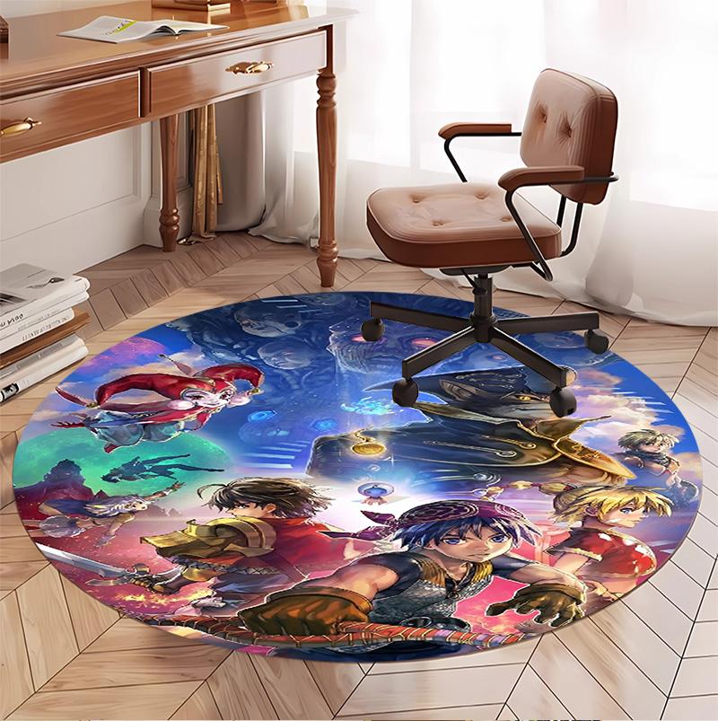 Final Fantasy Pattern Round Rug, Indoor/Outdoor Mat, for Picnic, Gameroom, Bedroom, Office, Living Room, Home Decor Carpet, Birthday Gift