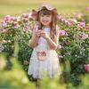 Dww-Rose-Girls' Sun Hat 2-8 Years Summer Straw Hats and Small Bag Set with Floral Decoration for Beach, Travel, Hiking