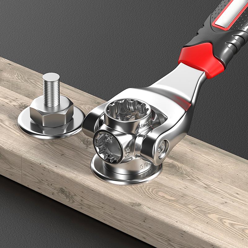 52 In 1 Tools Socket Works Universal Ratchet Spline Bolts Sleeve Rotation Hand Tools 360 Degree Multipurpose Tiger Wrench
