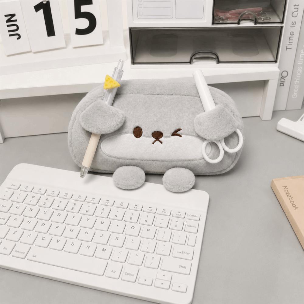Otter Shape Pen Bag Plush Stationery Bag Portable Stationery Pouch School Supplies