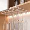 Inverted Iron Art Goblet Rack: Punch-Free Hanging Wine Glass Holder for Kitchen Cabinets