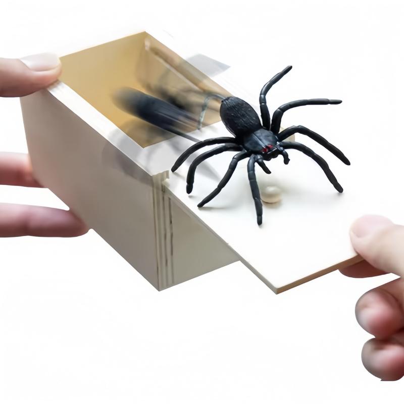 Trick Spider Смешная пугающая коробка Деревянная скрытая коробка Качественная шутка Деревянная пугающая коробка Веселая игра розыгрыш Трюк друг Офисные игрушки