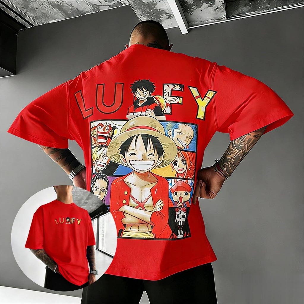 Оверсайз Футболка с Аниме-Принтом Луффи One Piece Мужская Женская 2026 Лето Уличная Одежда Футболка Повседневная С коротким Рукавом Мультяшный Принт Y2k