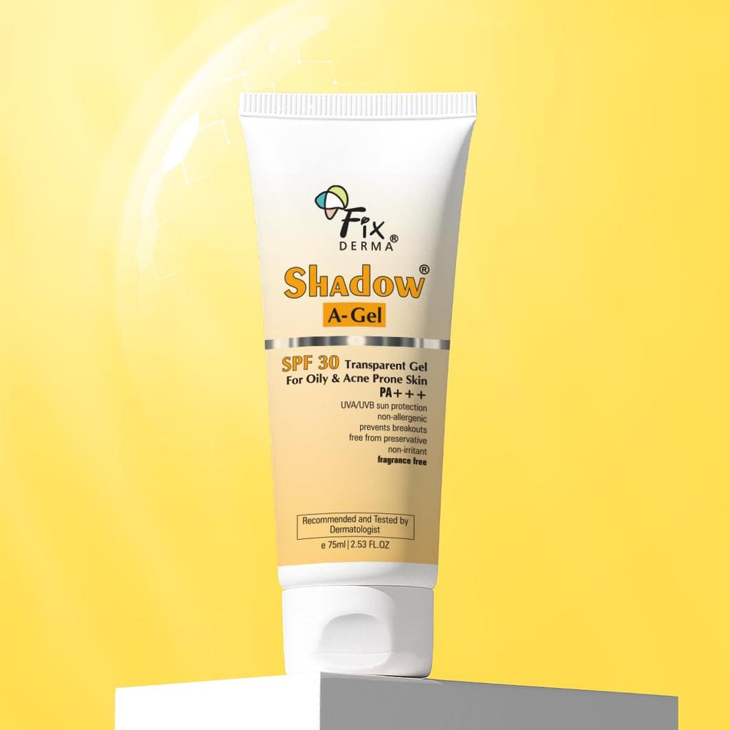 Fixderma Shadow A-Гель SPF 30+ Солнцезащитный Прозрачный Гель PA+++ | Для Жирной и Склонной к Акне Кожи | Широкий Спектр Для Защиты от UVA и UVB | Легкий