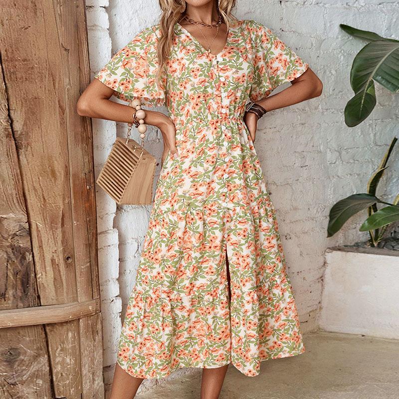 2025 Summer New Women's Vintage Pastoral Floral Dress