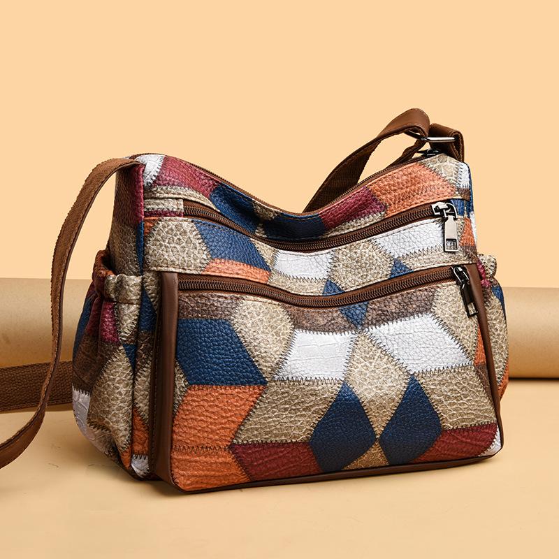 Women Messenger Bags Inclined Shoulder Bag New PU Leather Handbag Female Crossbody Bag Vintage Plaid Pattern Bag