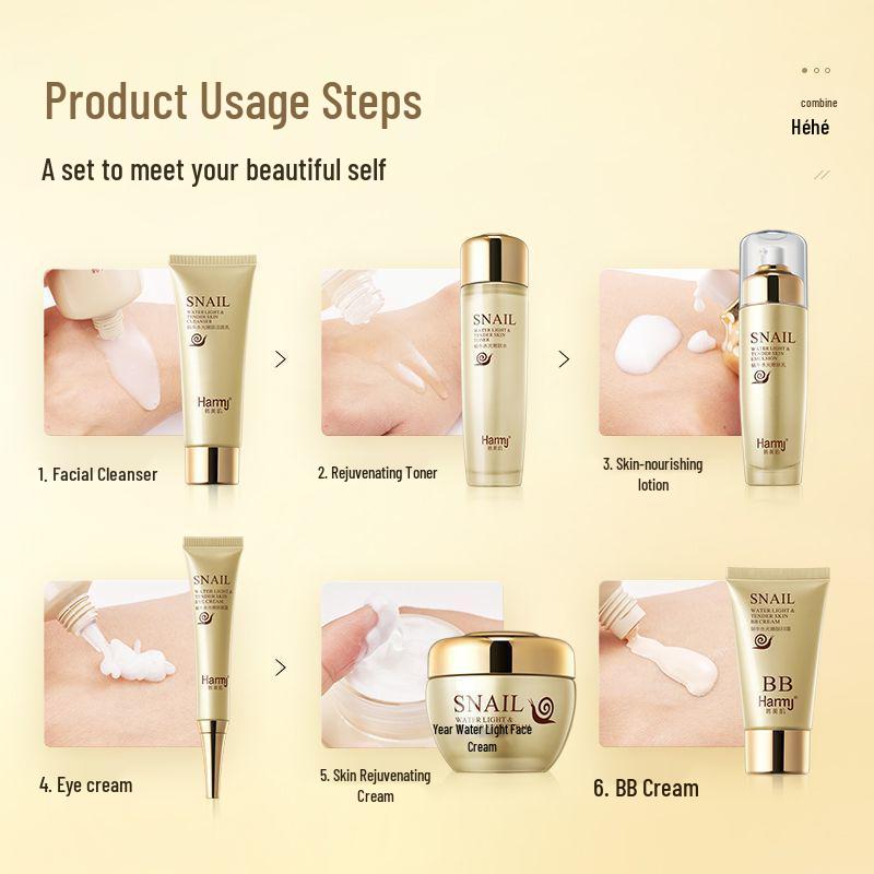 Шесть средств для ухода за кожей с муцином улитки: Подарочный набор: Увлажняющий и Восстанавливающий Лосьон и Крем