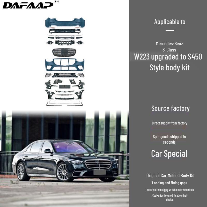 Mercedes-Benz S-Class W223 450 Style Upgrade Body Kit: Bumper, Fenders, Grille