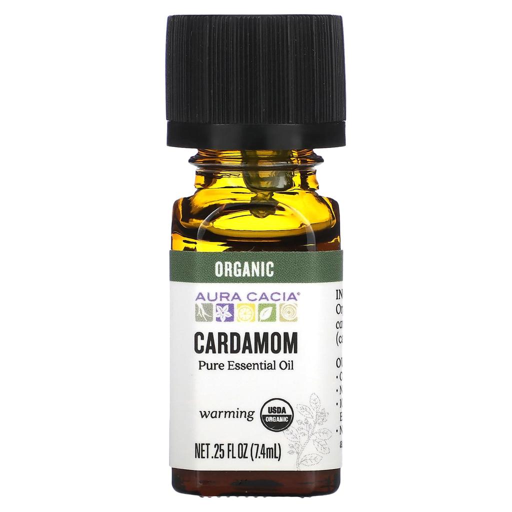Aura Cacia Pure Essential Oil, Organic Cardamom, 0.25 Fl Oz (7.4 Ml)