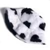 Chi Internet Celebrity Black and White Cow Pattern Bucket Hat Autumn and Winter Plush Warm Shopping Versatile Ins Basin Hat
