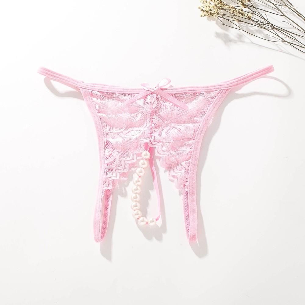 1 шт. женские кружевные трусики женские эротические с открытой промежностью стринги G-string нижнее белье сексуальное нижнее белье с жемчугом массажирующие трусики с бусинами