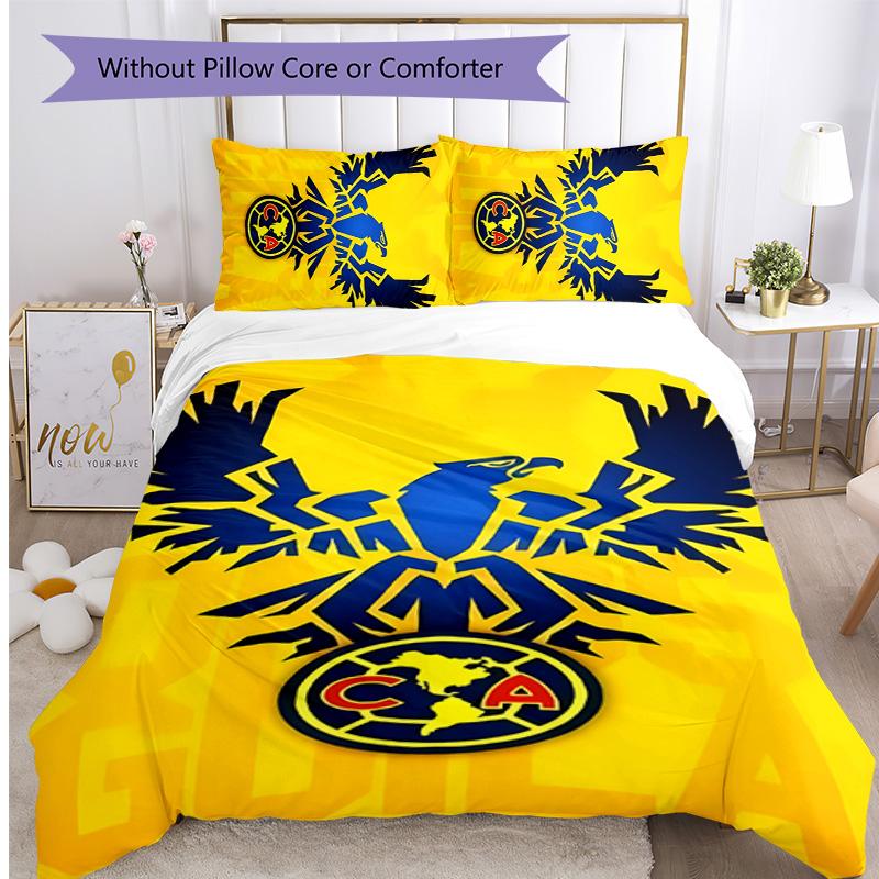 Club America Printed 3PCS Bedding Set Soft Breathable Duvet Cover Pillowcases Set Washable Bedroom Decor Home Gift
