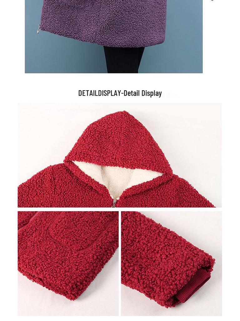 Women's Plus Size Long Velvet Thickened Faux Lambskin Casual Jacket for Autumn/Winter 2023