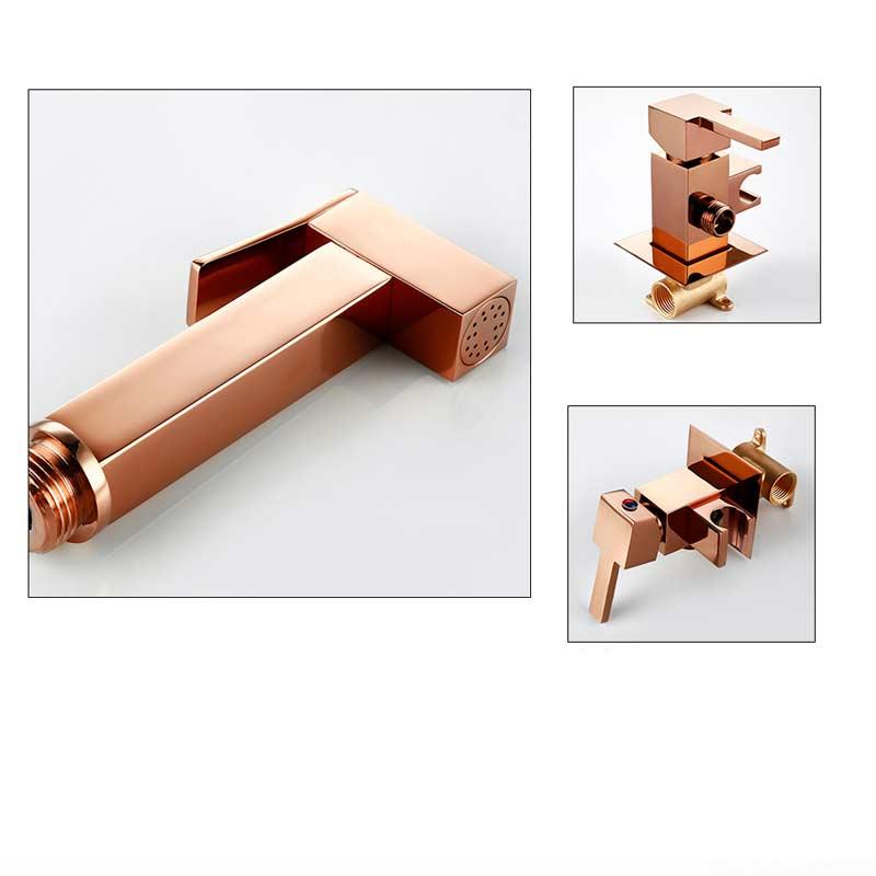 Gold Handheld Durable Bidet Sprayer Toilet Adjustable Water Pressure Control Bidet Hose Brass Bidet Faucet