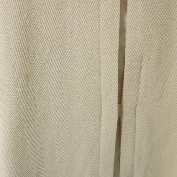 Sacai Luck Сделано в Японии Шерстяное пальто-дафлкот 1 цвета слоновой кости Капюшон из натурального меха Женское Б/У