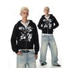 Мужская оверсайз толстовка с капюшоном на молнии с заклепками Streetwear Хлопковый пуловер Повседневная