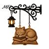 Gift for Readers And Cat Fans Vintage Bookshelf Light with Sleeping on Book Design, Retro Lantern Bookworm Office Accessory Lamp Reading, Decorative